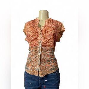 DR2 Orange Floral Button Down Shirt